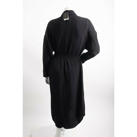 Massimo Dutti Womens Shirt Dress Midi US 6 EU 38 Black Button Front 6615/331 NWT - Picture 5 of 7
